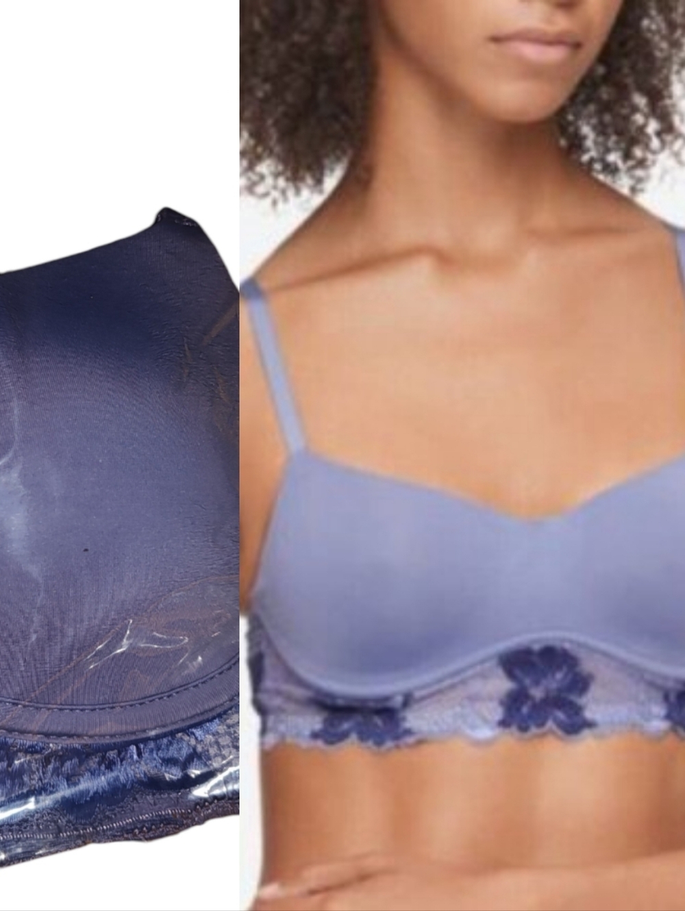 Calvin Klein Womens Perfectly Fit Flex Bralette Bra Pop Bleached Denim QF6638